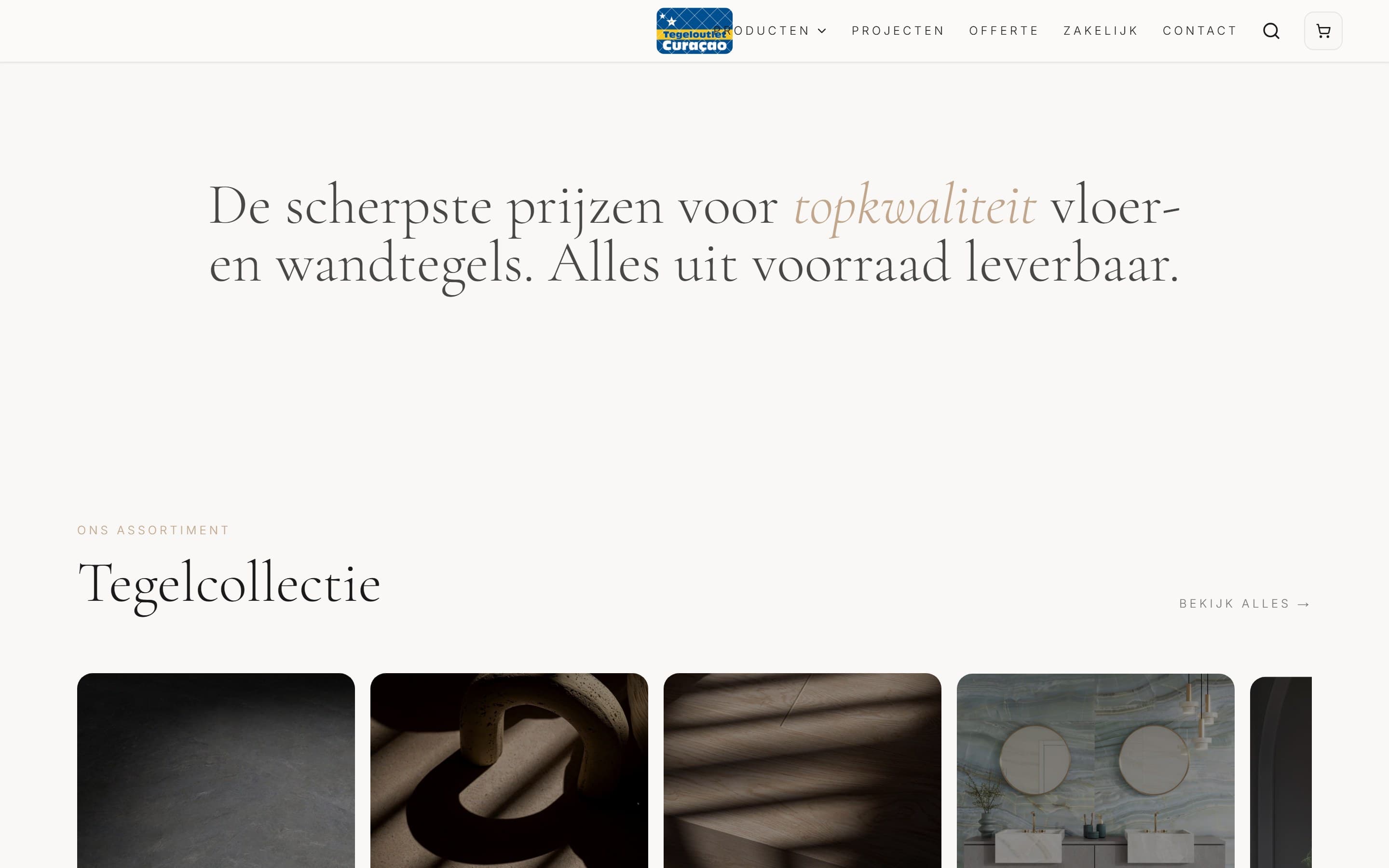 Tegeloutlet tile collection section on the homepage