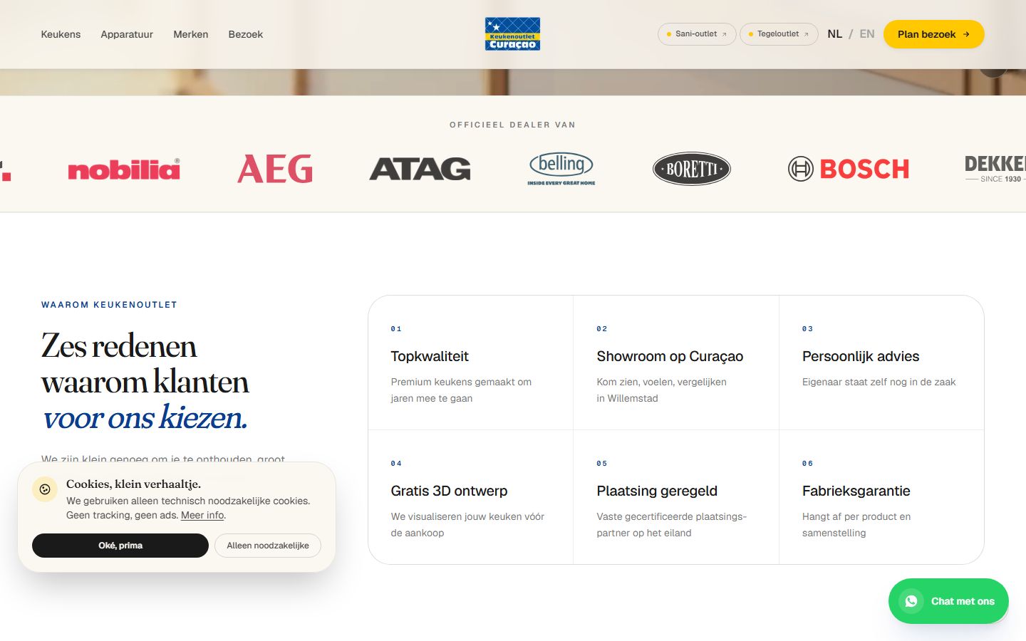 Keukenoutlet brand catalogue section with Schüller, Nobilia, Bosch and more