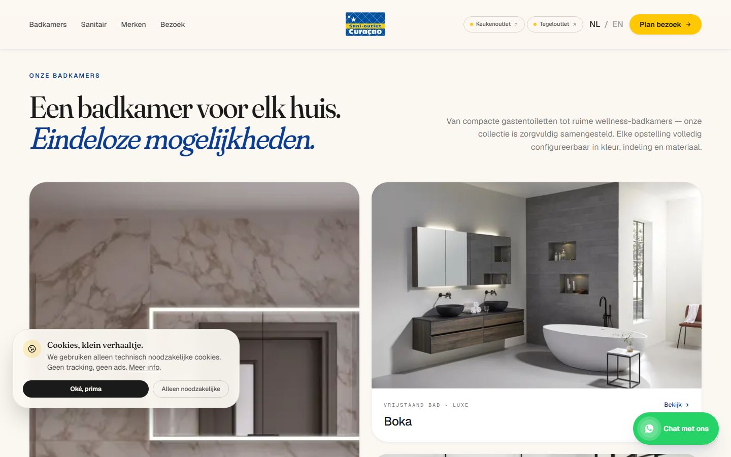 Showroom booking and dealer information on the Sanioutlet homepage